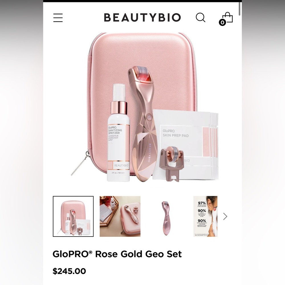GloPRO Rose Gold Geo Microneedling Set with Extra Box of Glo skin prep pads BNIB